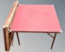 Three folding baize topped card tables.