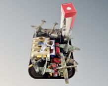 A tray of die cast air craft,