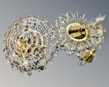 Two continental brass chandeliers.