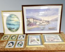 An oil painting depicting rowing boat moored on a beech,