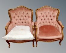A continental beech framed three piece lounge suite (for reupholstery).