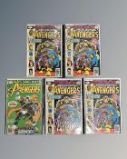 Four copies of Marvel's The Avengers King-Size Annual issue #9 together with The Avengers issue