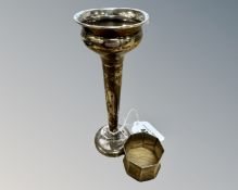 A silver trumpet vase and a napkin ring. (2) CONDITION REPORT: 72g gross.