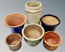 Six assorted ceramic garden planters.