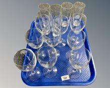 A collection of Great North Eastern Railway glasses, wine and highball.