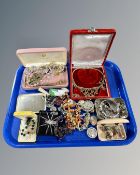 A collection of costume jewellery, coin bracelet, necklaces,