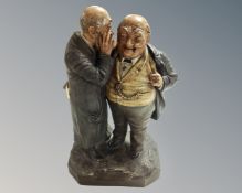 An early 20th century German Johann Maresch painted pottery figure depicting two gentlemen in