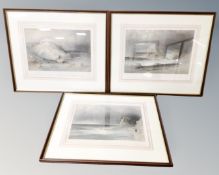 After John Le Capelain (1812-1848) three colour prints, scenes of Jersey in the 19th century,