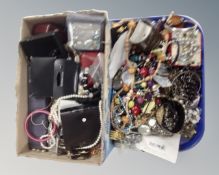 A tray containing a large quantity of costume jewellery.