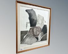 Continental school : abstract study, monochrome print, indistinctly signed, 42cm by 50cm.