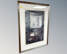 Keith Andrew : Interior Scene with Breakfast Table by a Window, reproduction in colours,