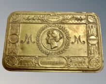 A Princess Mary 1914 Christmas tin containing assorted coinage,