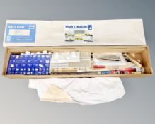 A Dean's Marine scale model of HMS Cossack with instructions, in original box, partially assembled.