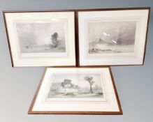 After John Le Capelain (1812-1848) three colour prints, scenes of Jersey in the 19th century,