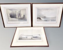 After John Le Capelain (1812-1848) three colour prints, scenes of Jersey in the 19th century,