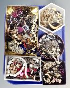 A tray containing a large quantity of costume jewellery.