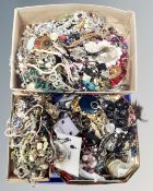 A tray containing a large quantity of costume jewellery.