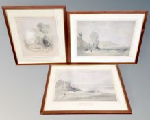 After John Le Capelain (1812-1848) three colour prints, scenes of Jersey in the 19th century,