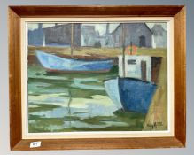 Continental School : Boats in shallow water, oil on canvas, signed Molg, 55cm by 42cm.