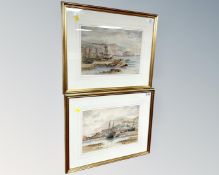 Malcolm Crosse (British 19th/20th century): Fishing Boats at Low Tide in a Rocky Bay, watercolour,