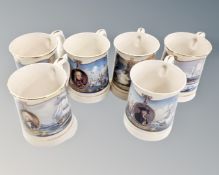 A tray containing a set of six Wedgwood Battle of Trafalgar tankards.