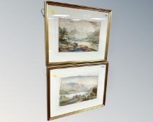 Malcolm Crosse (British 19th/20th century): Loch Scene with Mountains Beyond, watercolour, signed,