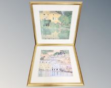 Two Gustav Klimt prints in gilt frames and mounts.