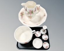 An eight piece antique Scotch Ivory wash jug and basin,