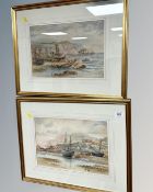 Malcolm Crosse (British 19th/20th century): Fishing Boats at Low Tide in a Rocky Bay, watercolour,