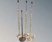 Four continental metal standard lamps CONDITION REPORT: continental wiring