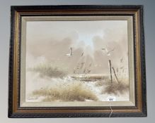 Philip Sandee : View across dunes, oil on canvas, 49cm by 39cm.