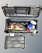 A Stanley toolbox containing assorted hand tools.