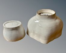 Two Victorian pottery jelly moulds.