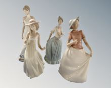 A tray of four Nao figures of ladies.