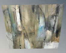 20th century school : Abstract study, unframed oil on canvas, indistinctly signed, 120cm by 100cm.