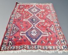 An antique Khamseh rug, South West Iran,