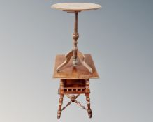 A mahogany two tier square occasional table together with a further tripod table.