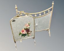 Two brass framed mirrored fire screens.