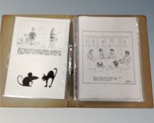 A folder containing an interesting collection of cartoon sketches.