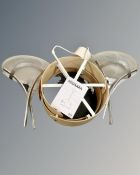 Two IKEA Sodakra light fittings together with two further wall lights with frosted glass shades.