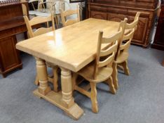 A heavy oak rectangular refectory dining table,