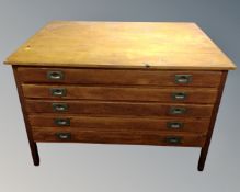 A 20th century plan chest fitted with five drawers.