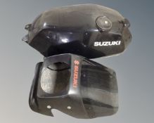A Suzuki motorcycle petrol tank