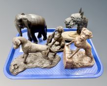 A Heredities bulldog figure, a cast metal Scottie dog bookend,