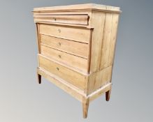 A 19th century pine five drawer chest.