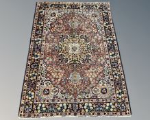 A Keshan rug of unusual colours, Central Iran, circa 1950, 193cm by 141cm.