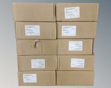 Ten boxes each containing 500 114mm by 235mm windowed letters.