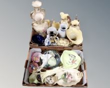 Two boxes containing 20th century ceramics,