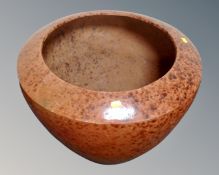 A large ceramic planter.