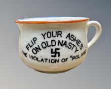 A small novelty Fieldings ash pot 'Flip your ashes on Old Nasty, The Violation of Poland',